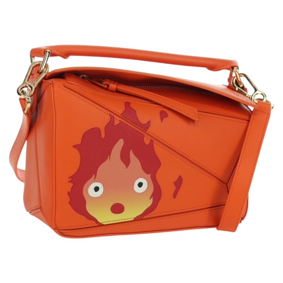 LOEWE ﾃ Ghibli Howl's Moving Castle Puzzle Bag Calcifer Orange Auth 167092SM