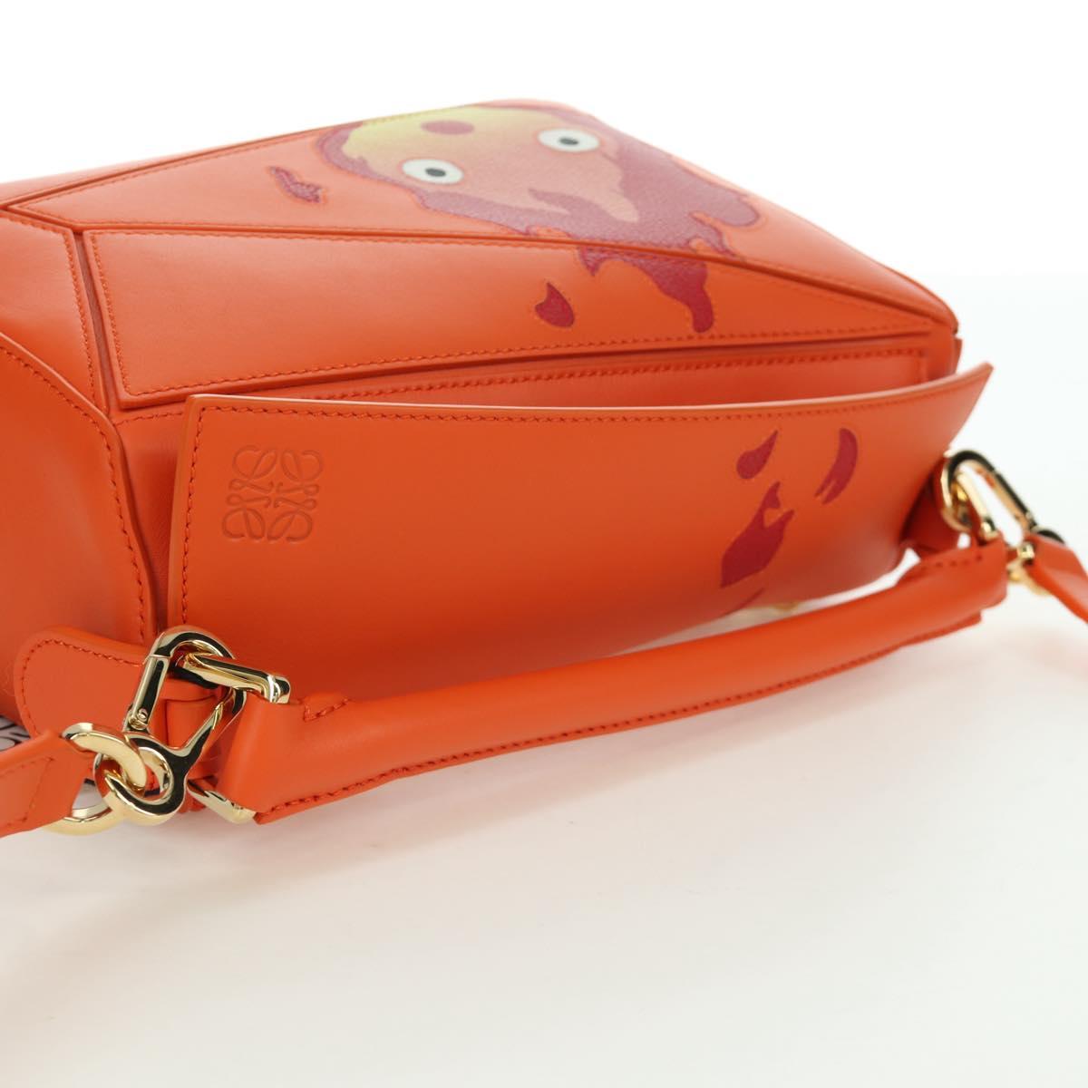 LOEWE ﾃ Ghibli Howl's Moving Castle Puzzle Bag Calcifer Orange Auth 167092SM