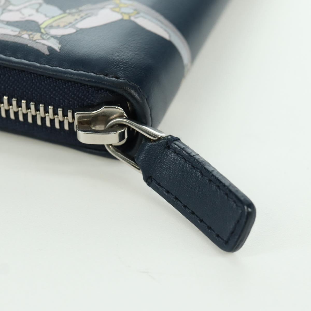 BVLGARI x JoJo's Bizarre Adventure Keeler Queen Wallet Navy Auth 167095SM
