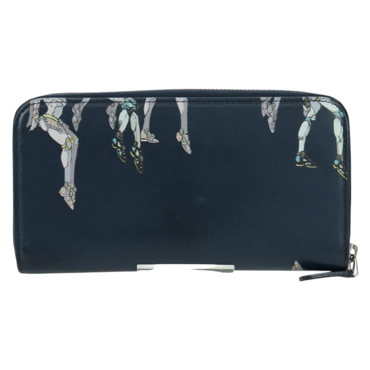 BVLGARI x JoJo's Bizarre Adventure Keeler Queen Wallet Navy Auth 167095SM