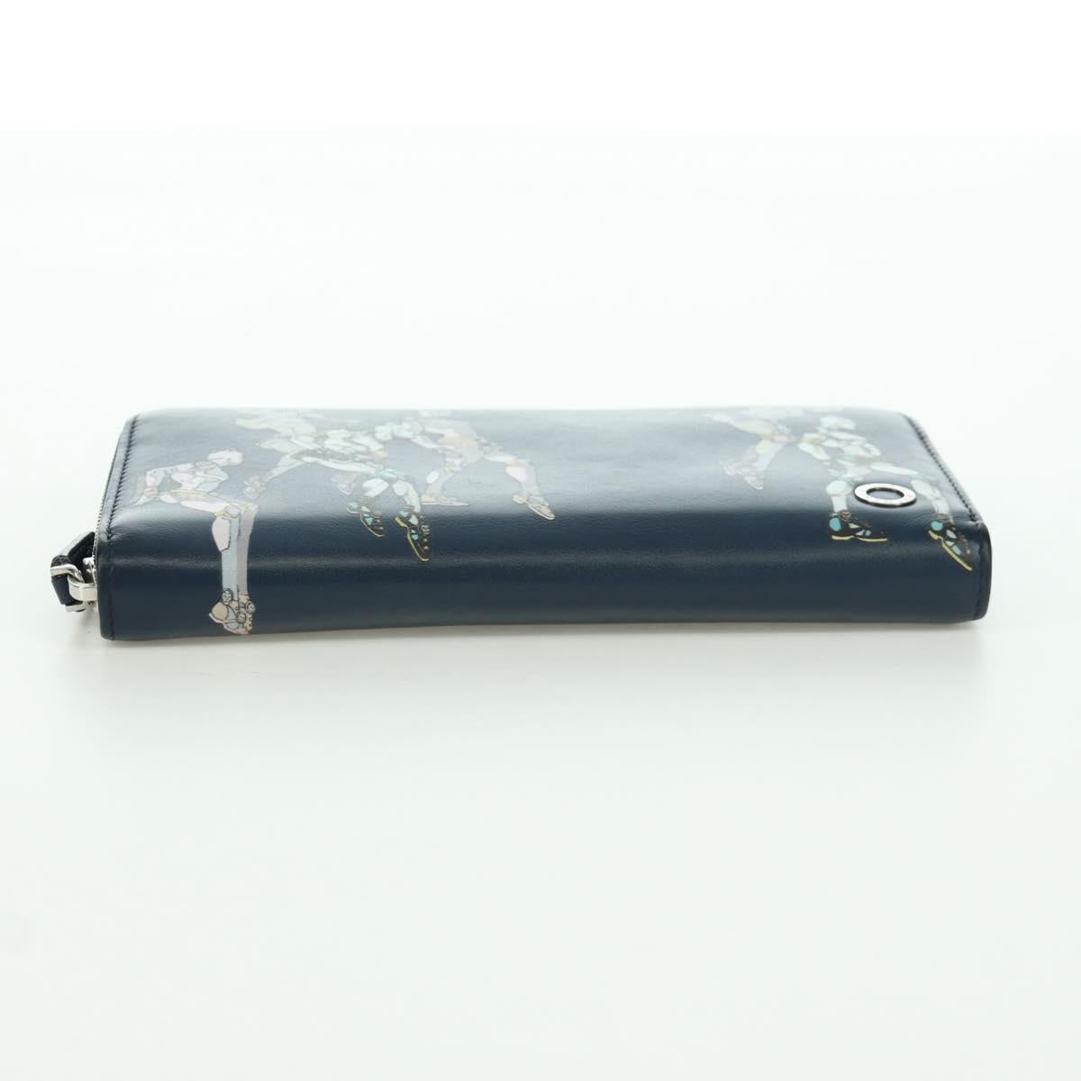 BVLGARI x JoJo's Bizarre Adventure Keeler Queen Wallet Navy Auth 167095SM