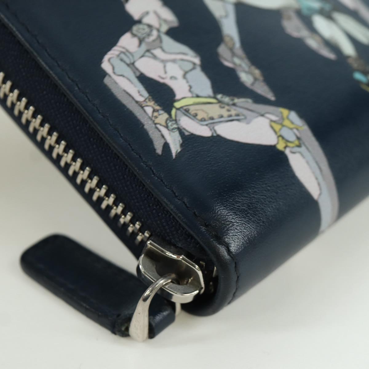 BVLGARI x JoJo's Bizarre Adventure Keeler Queen Wallet Navy Auth 167095SM