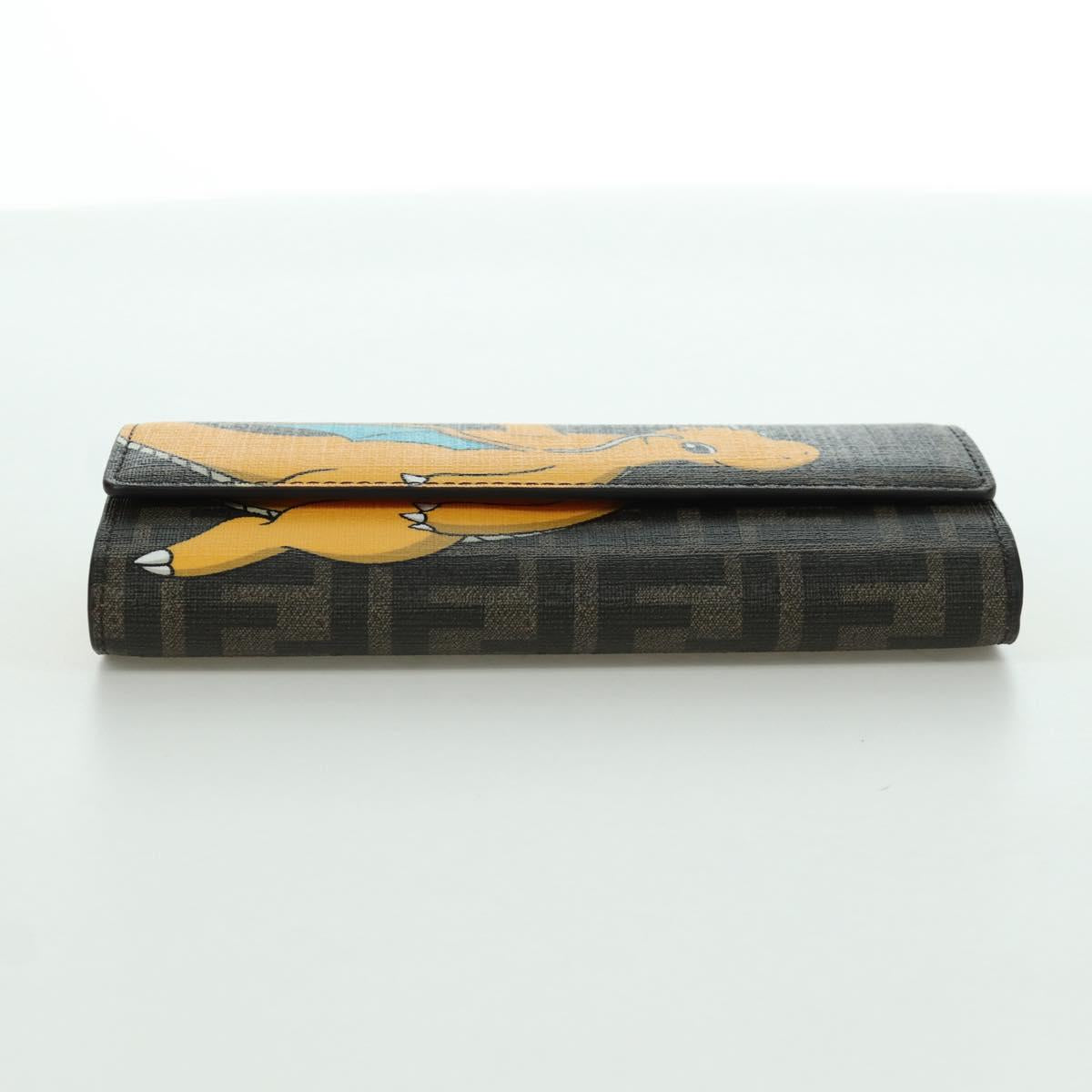 FENDI xFRGMTxPOKﾃ窺ON Zucca Canvas Chain Wallet Dragon Bag Black Auth 167109SM