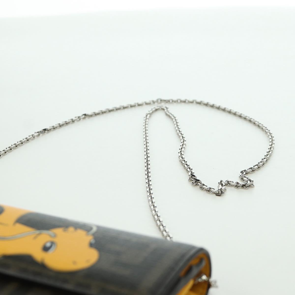 FENDI xFRGMTxPOKﾃ窺ON Zucca Canvas Chain Wallet Dragon Bag Black Auth 167109SM