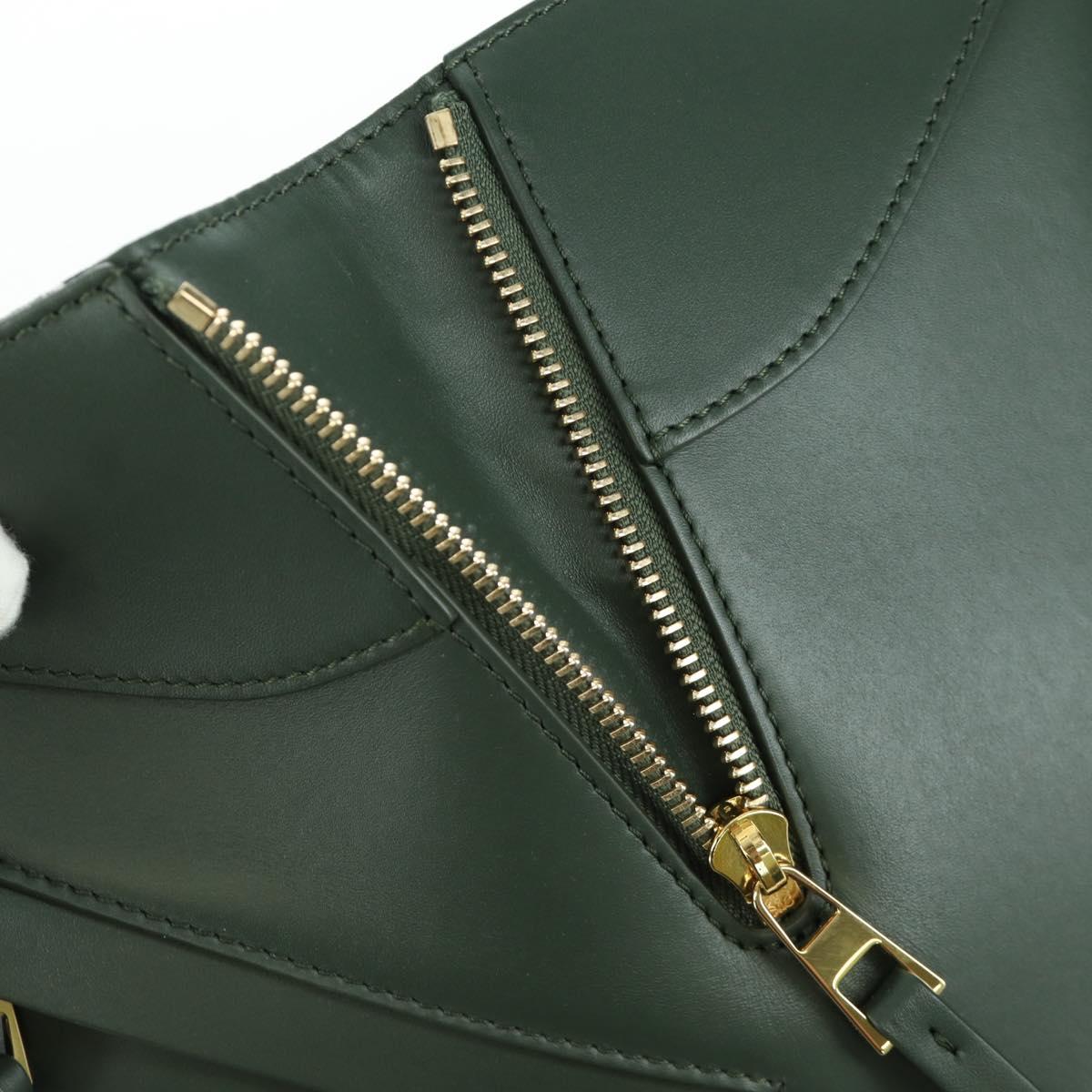 LOEWE Compact Hammock Hand Bag Leather 2way Green Gold Auth 167114SM