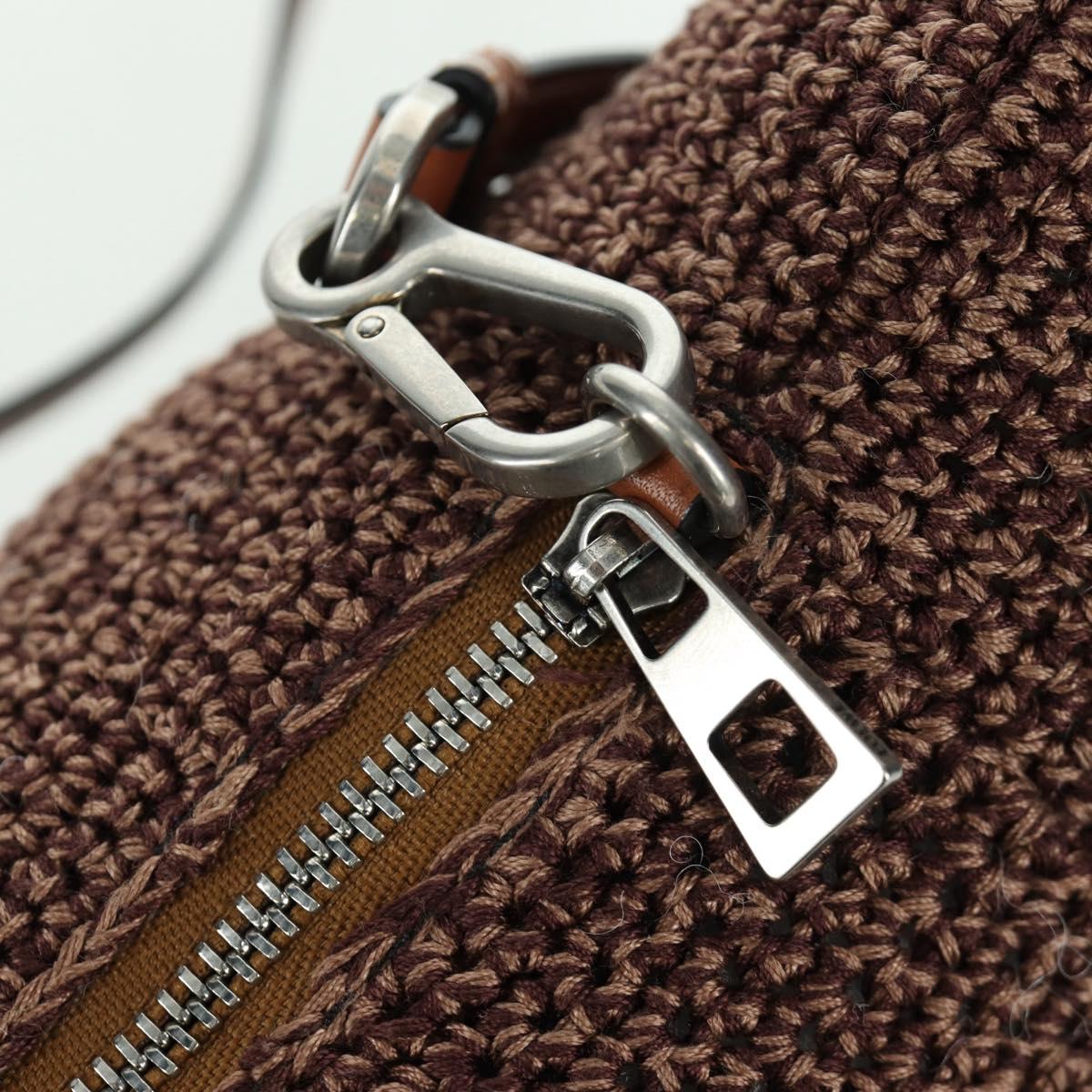 LOEWE Otter Bag Shoulder Bag Leather Brown Silver Auth 167121SM
