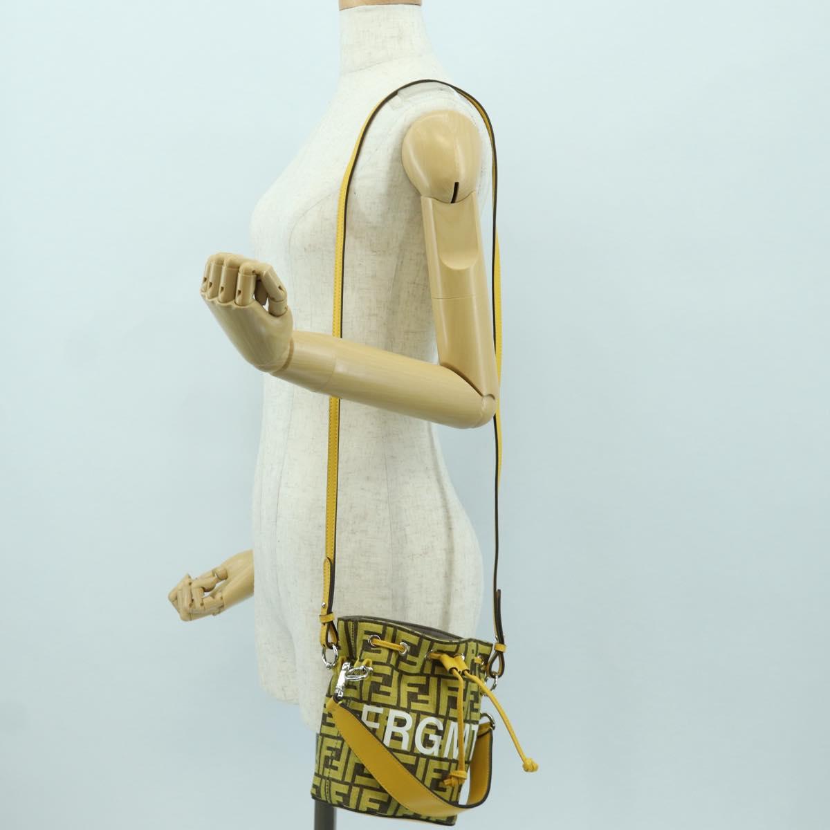 FENDI x FRGMT x POKÉMON Zucca Canvas Shoulder Bag 2way Yellow Auth 167139SM