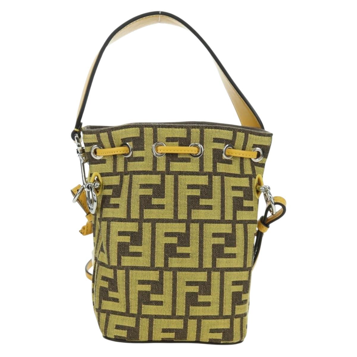 FENDI x FRGMT x POKÉMON Zucca Canvas Shoulder Bag 2way Yellow Auth 167139SM