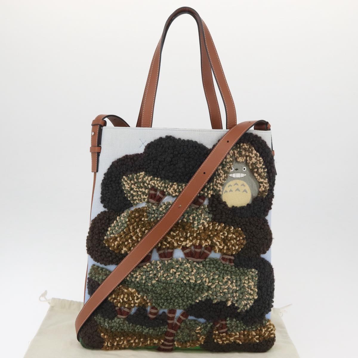 LOEWE Ã Studio Ghibli My Neighbor Totoro Bag 2way Brown Silver Auth 167153SM