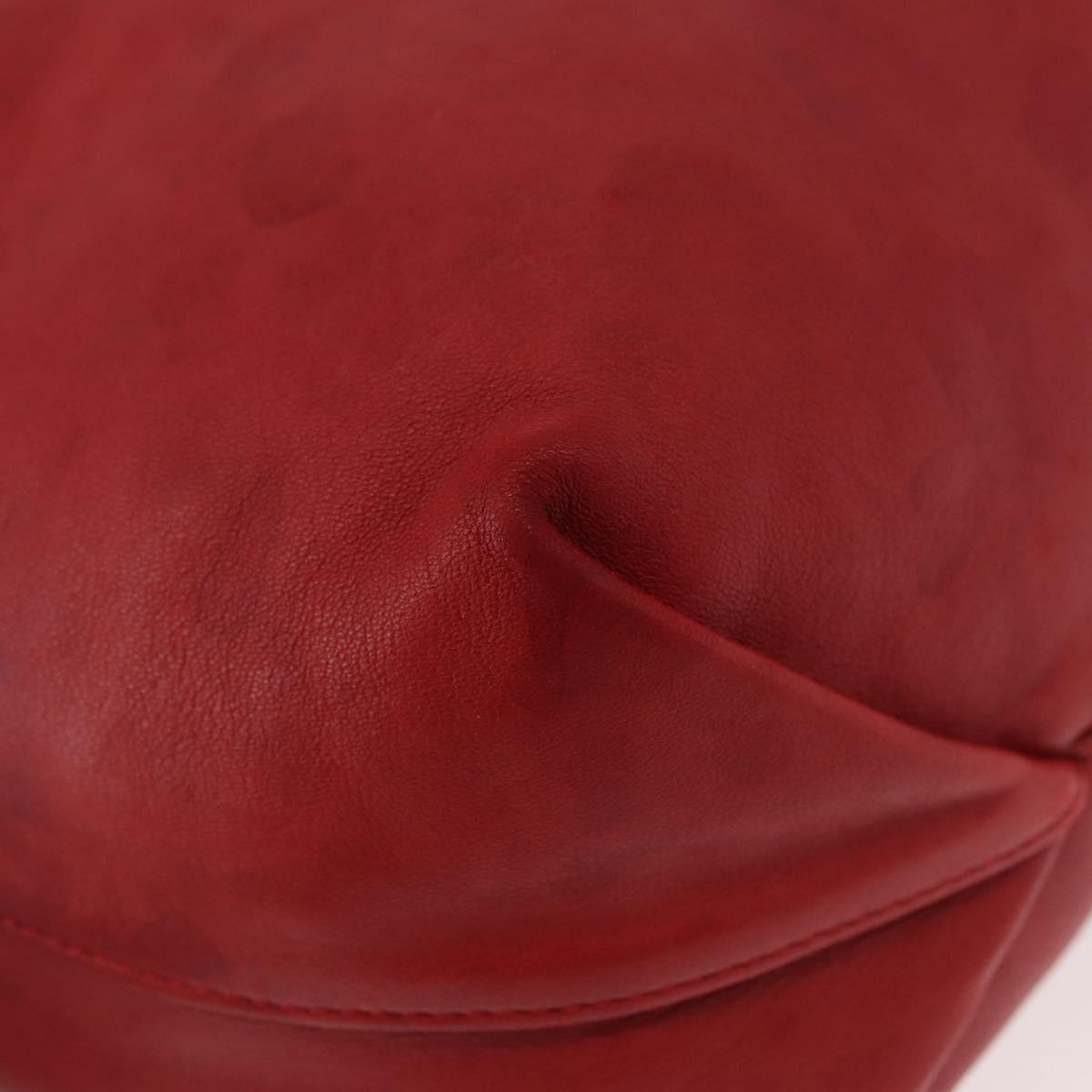 SAINT LAURENT Teddy Small Shoulder Bag Leather Red Silver Auth 167159A