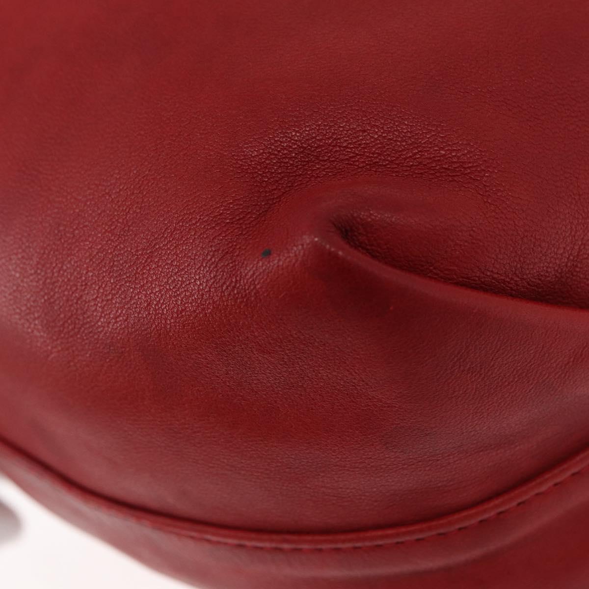 SAINT LAURENT Teddy Small Shoulder Bag Leather Red Silver Auth 167159A