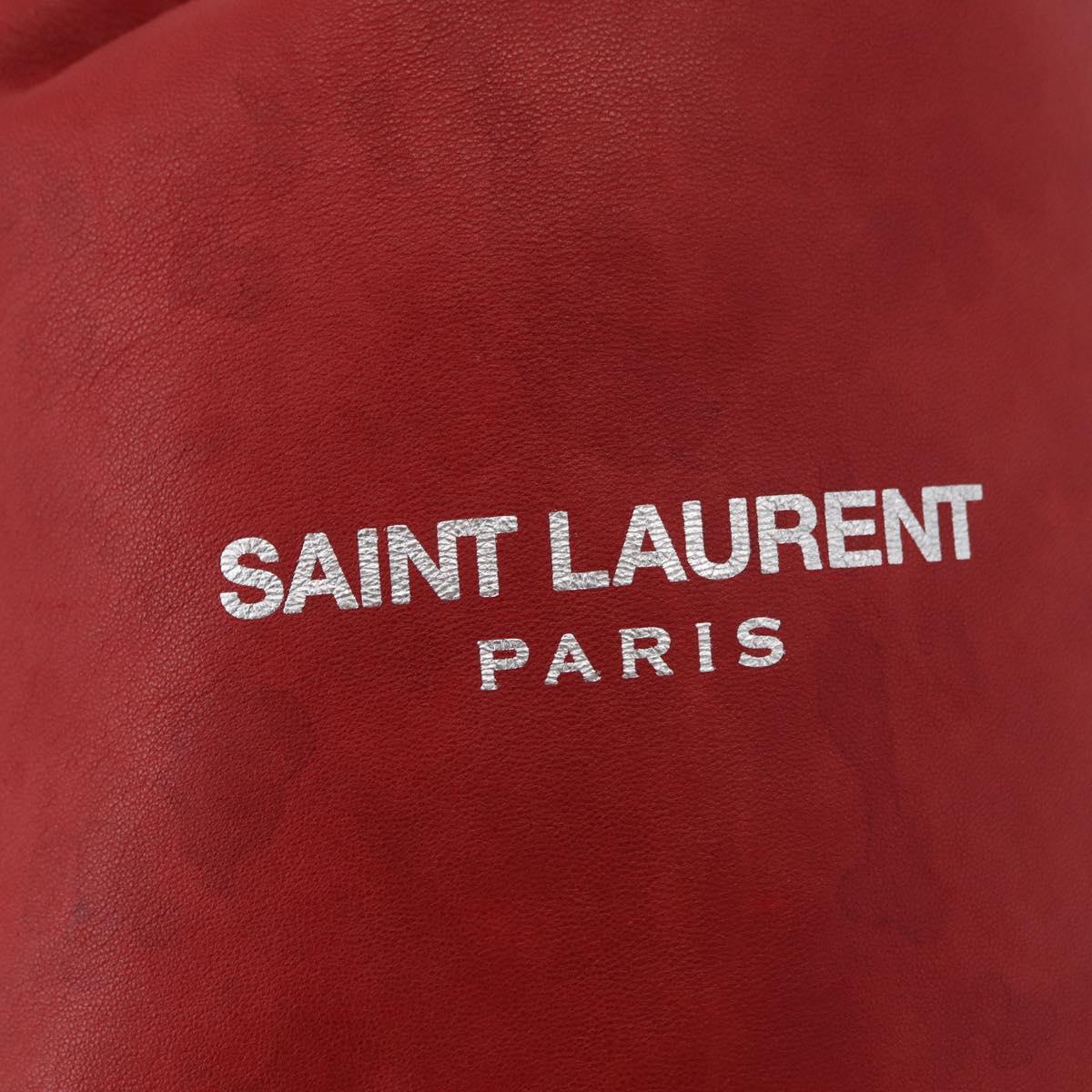 SAINT LAURENT Teddy Small Shoulder Bag Leather Red Silver Auth 167159A