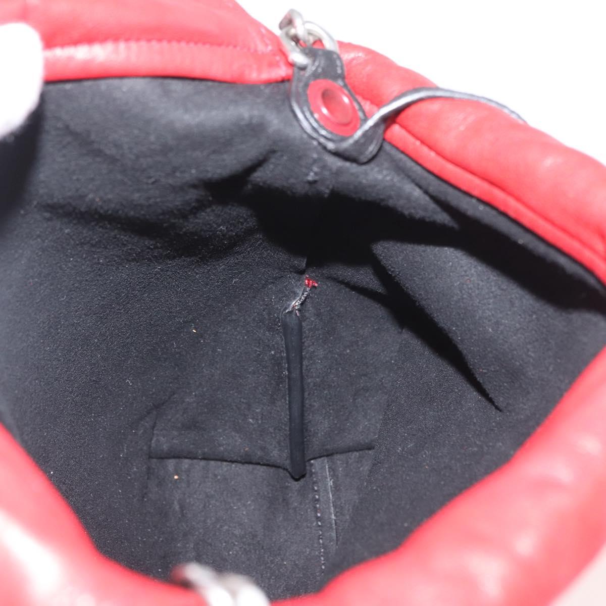 SAINT LAURENT Teddy Small Shoulder Bag Leather Red Silver Auth 167159A