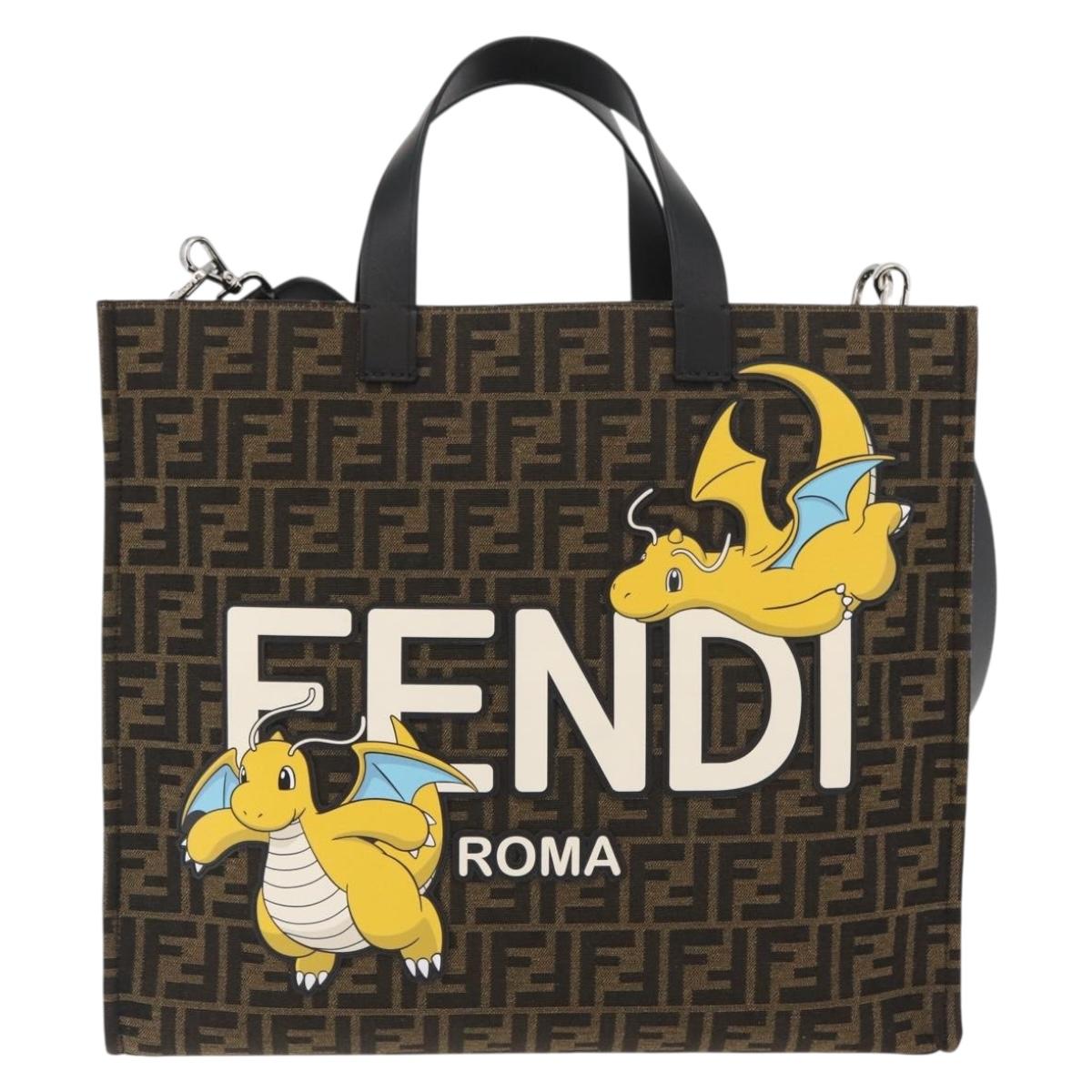 FENDI x FRGMT x POKÉMON Zucca Canvas Dragonfly Bag 2way Black Auth 167165SAM
