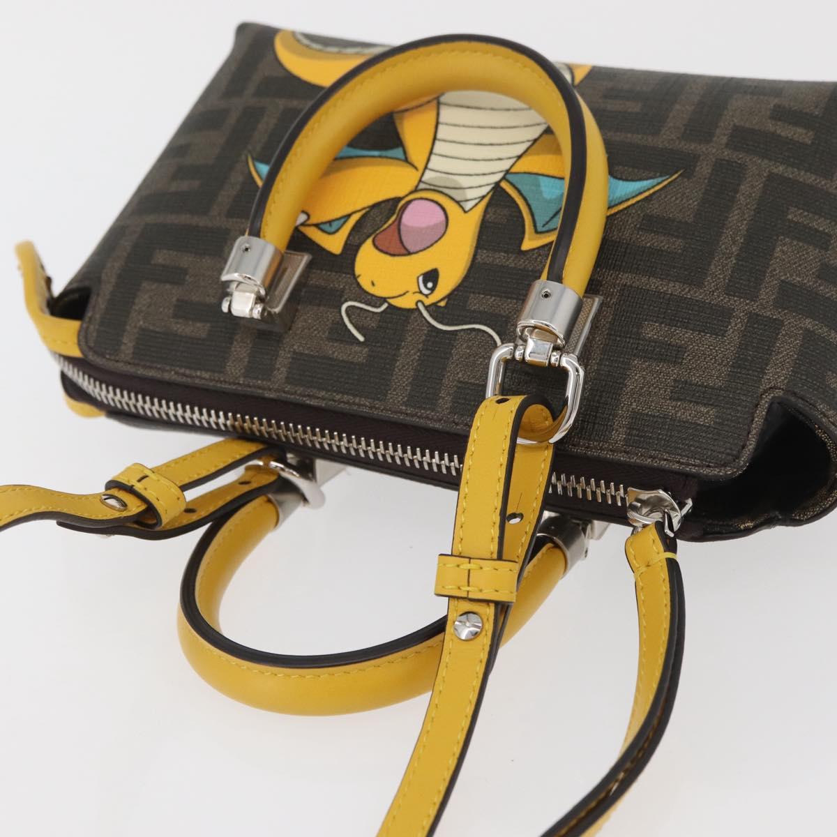 FENDI x FRGMT x POKÉMON Zucca Canvas Dragonite Bag 2way Black Auth 167166SM