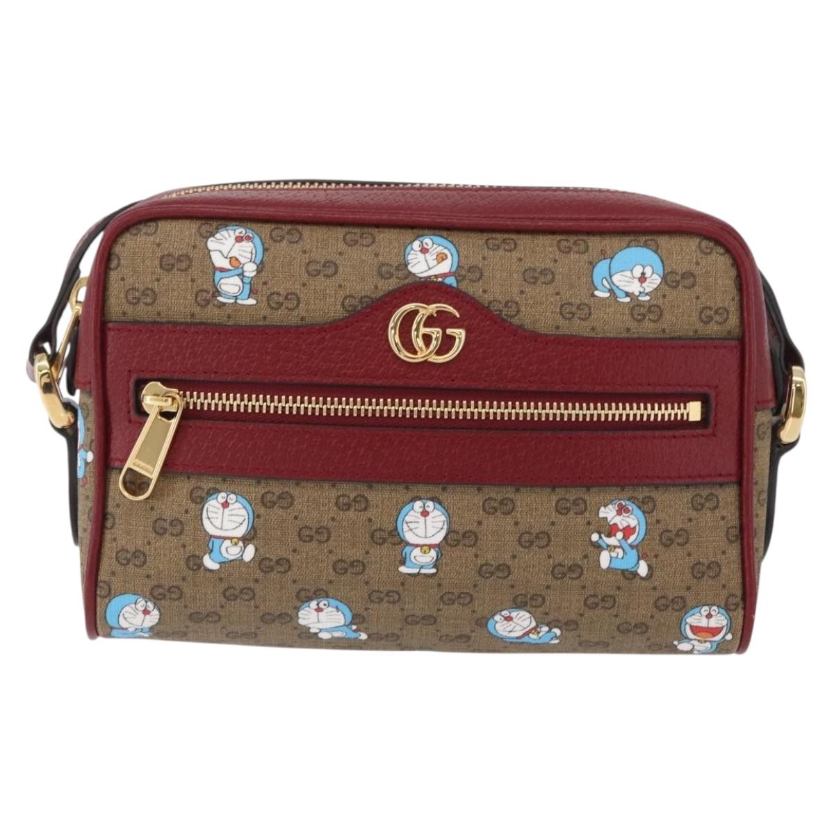 GUCCI Micro GG Supreme Doraemon x Fujiko-Pro Bag PVC Beige 647784 Auth 167167SM