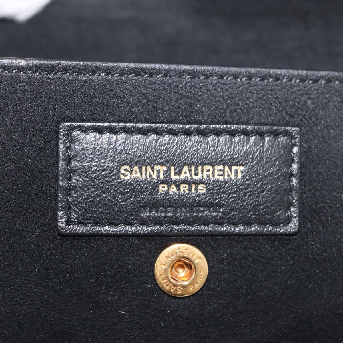 SAINT LAURENT Teddy Small Shoulder Bag Leather White Gold Auth 167172A