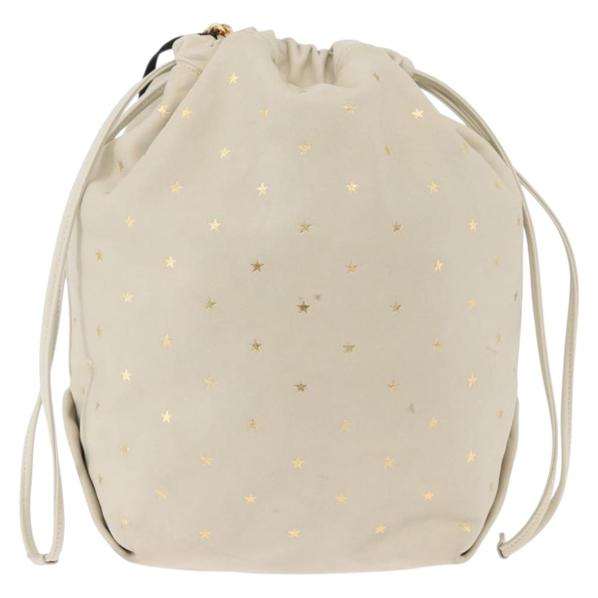 SAINT LAURENT Teddy Small Shoulder Bag Leather White Gold Auth 167172A