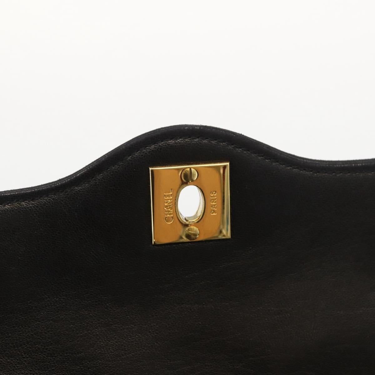 CHANEL Matelasse Bag Lamb Skin Paris limited model Black CC Auth 167175SM