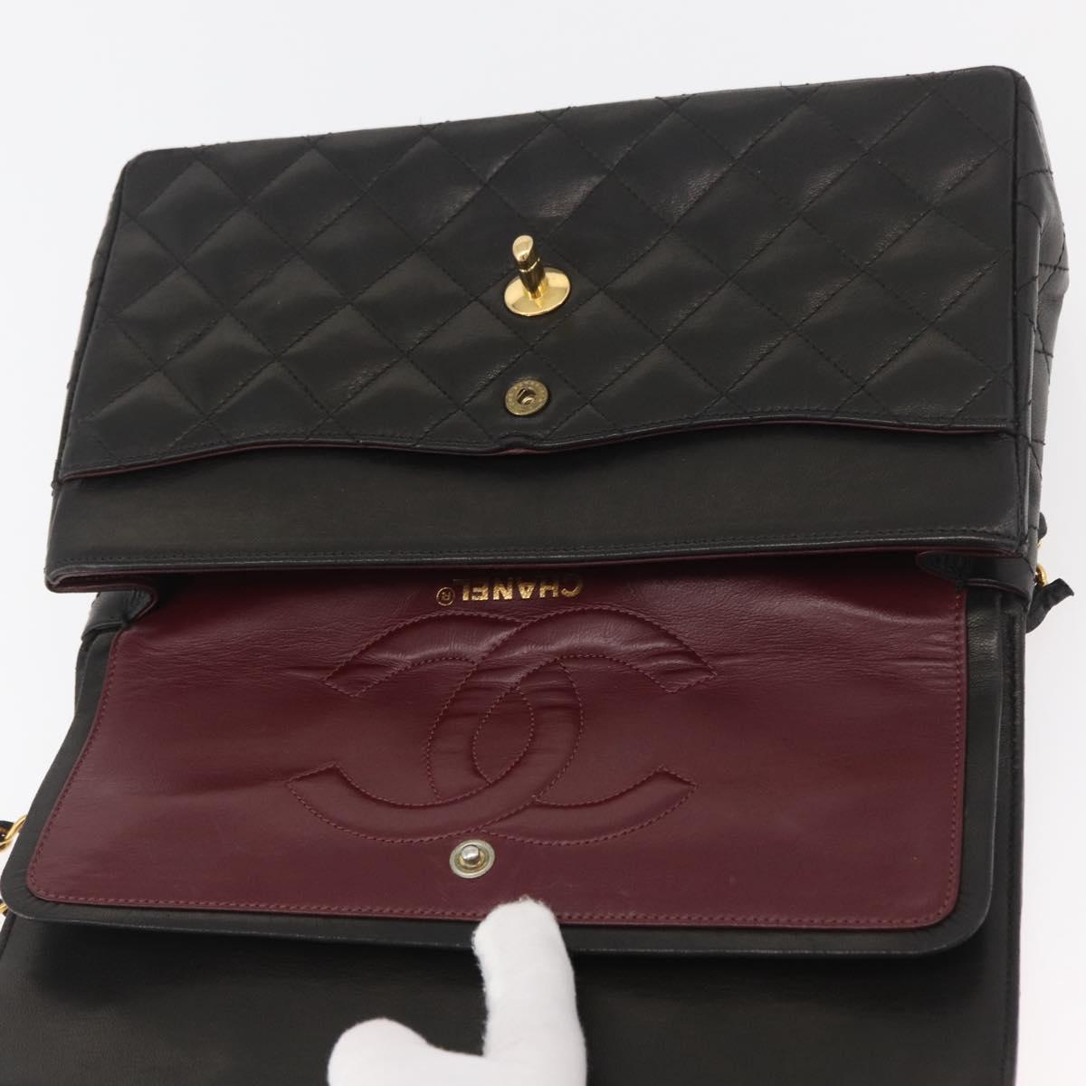 CHANEL Matelasse Bag Lamb Skin Paris limited model Black CC Auth 167175SM