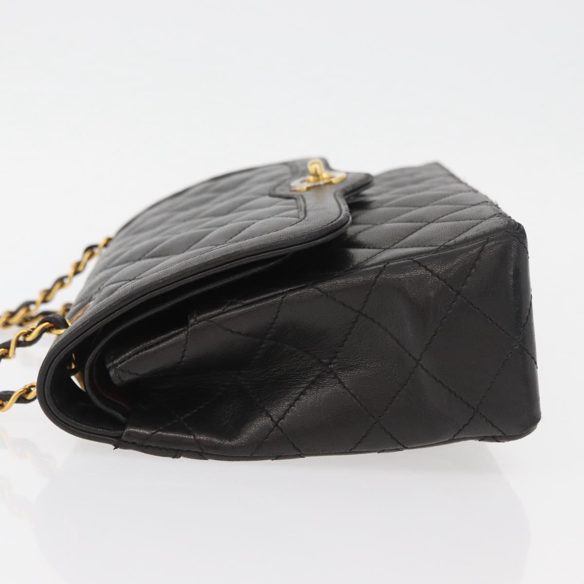 CHANEL Matelasse Bag Lamb Skin Paris limited model Black CC Auth 167175SM