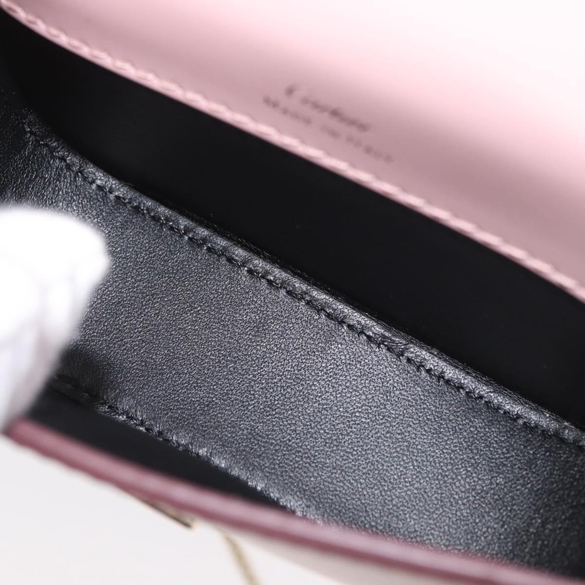 CARTIER Chain Shoulder Bag Leather Pink Gold Auth 167176SM