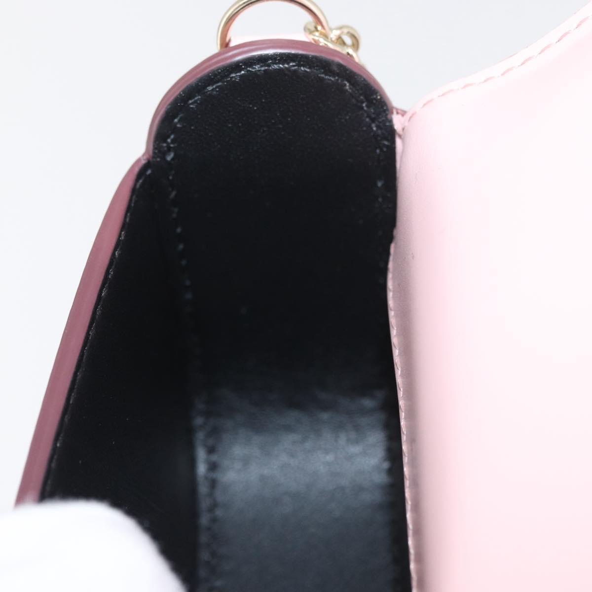 CARTIER Chain Shoulder Bag Leather Pink Gold Auth 167176SM