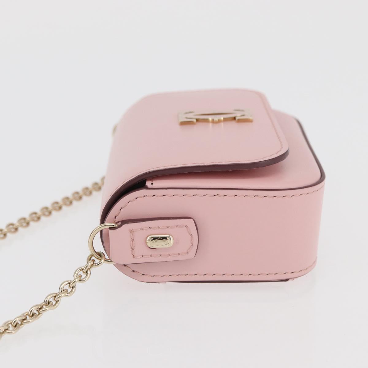 CARTIER Chain Shoulder Bag Leather Pink Gold Auth 167176SM