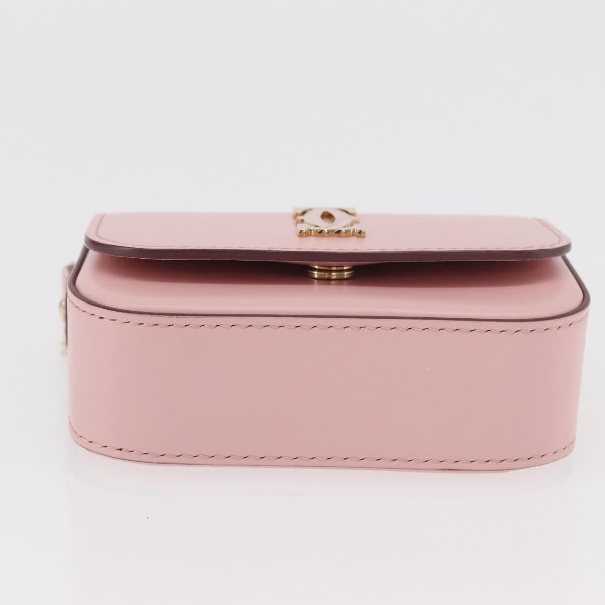 CARTIER Chain Shoulder Bag Leather Pink Gold Auth 167176SM