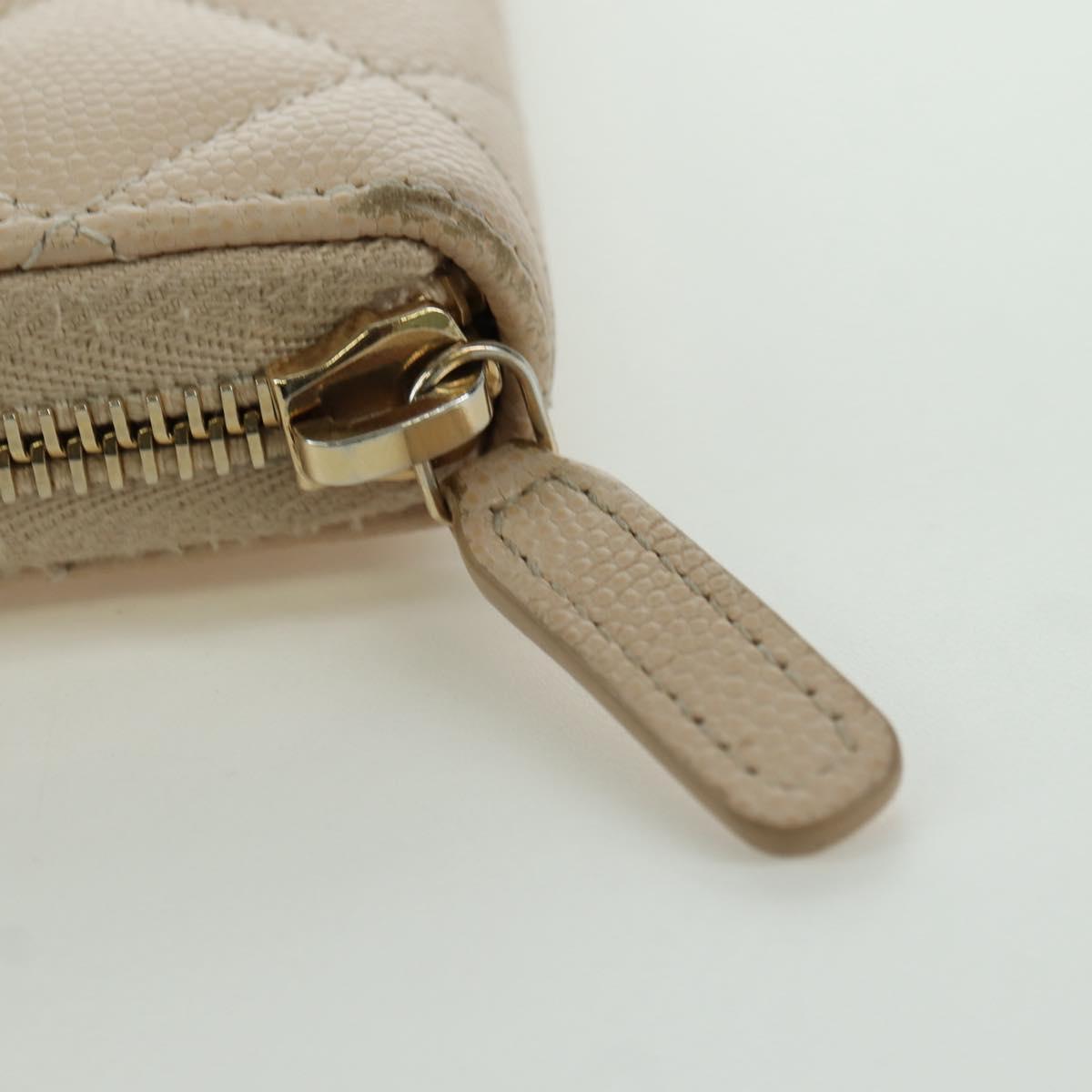 CHANEL Long Wallet Lamb Skin Beige Gold CC Auth 167178SAM