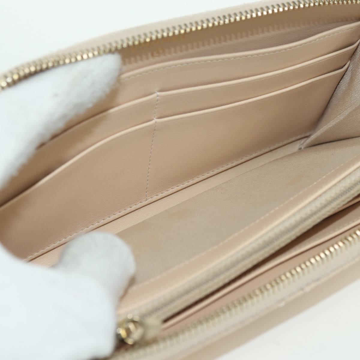 CHANEL Long Wallet Lamb Skin Beige Gold CC Auth 167178SAM