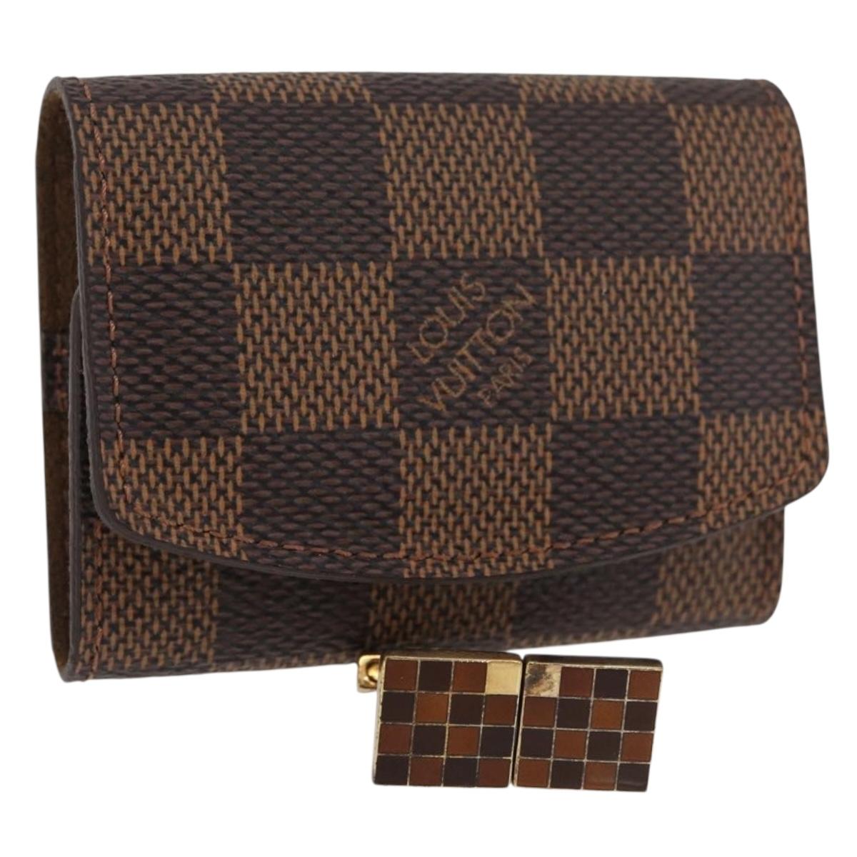 LOUIS VUITTON Damier Ebene Cuffs&Cuff Case Gold LV Auth 167199A