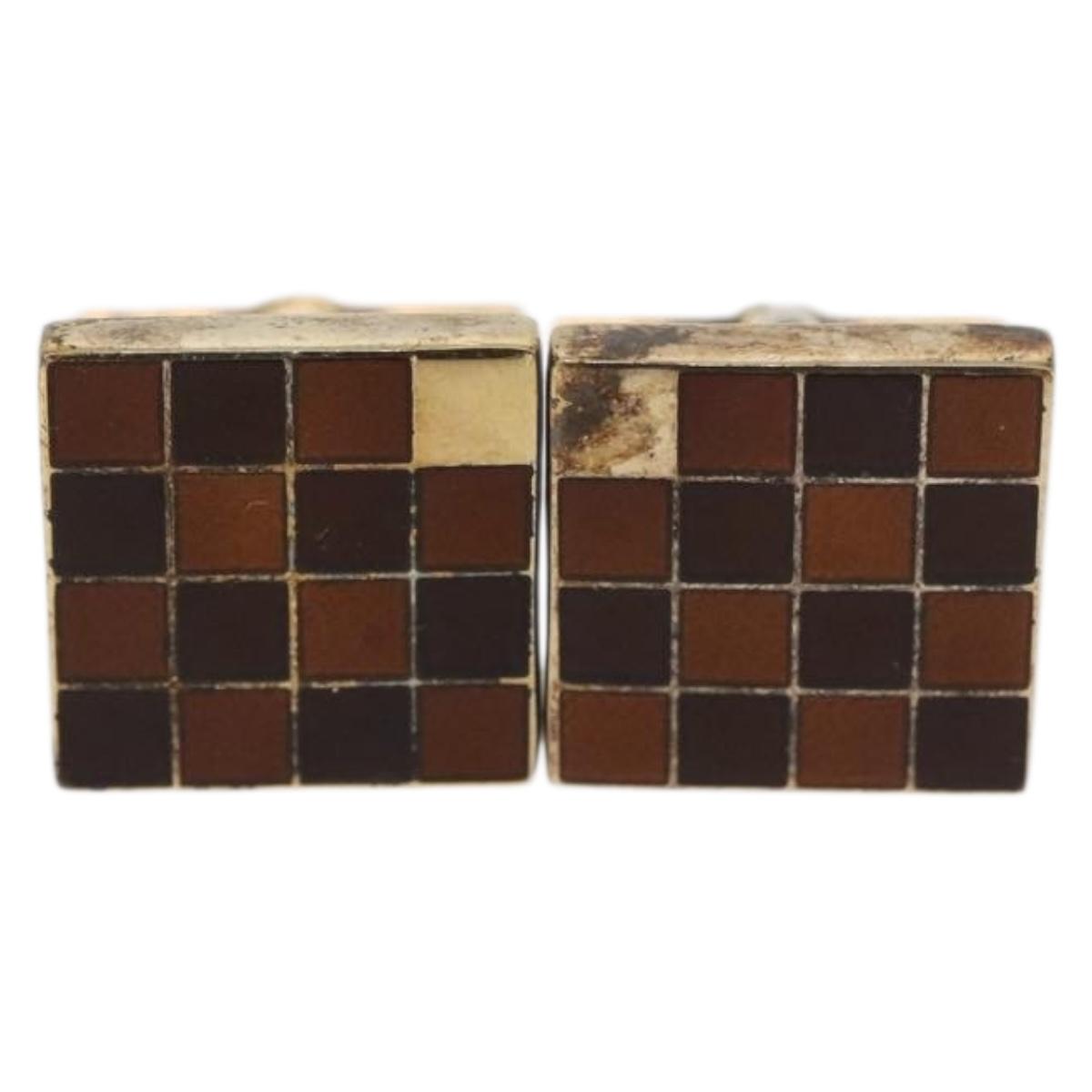 LOUIS VUITTON Damier Ebene Cuffs&Cuff Case Gold LV Auth 167199A