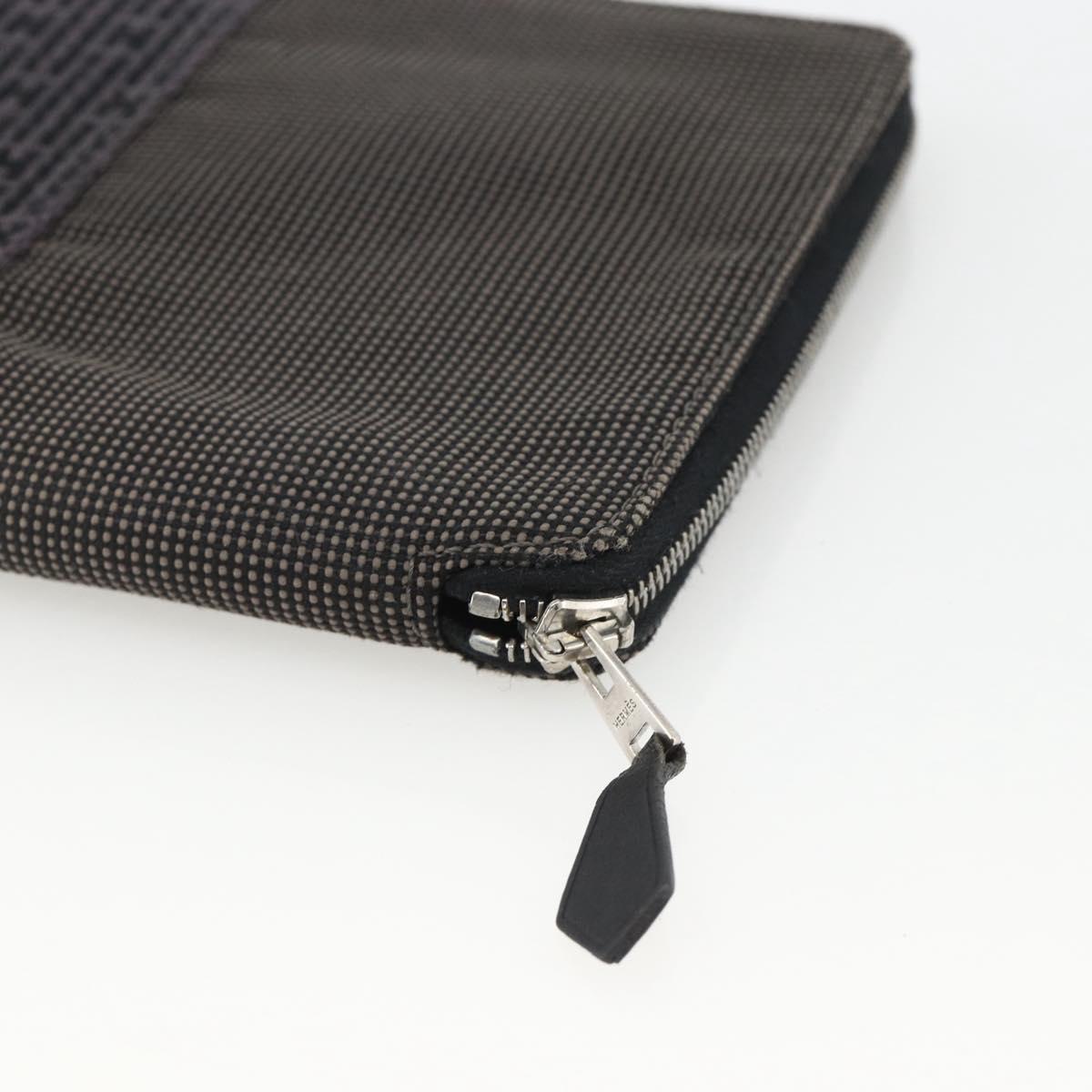 HERMES Her Line Passport Case Canvas Gray Auth 167201A