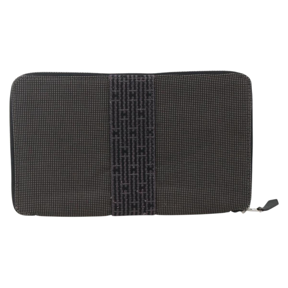 HERMES Her Line Passport Case Canvas Gray Auth 167201A