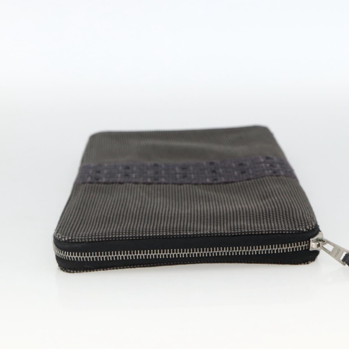 HERMES Her Line Passport Case Canvas Gray Auth 167201A