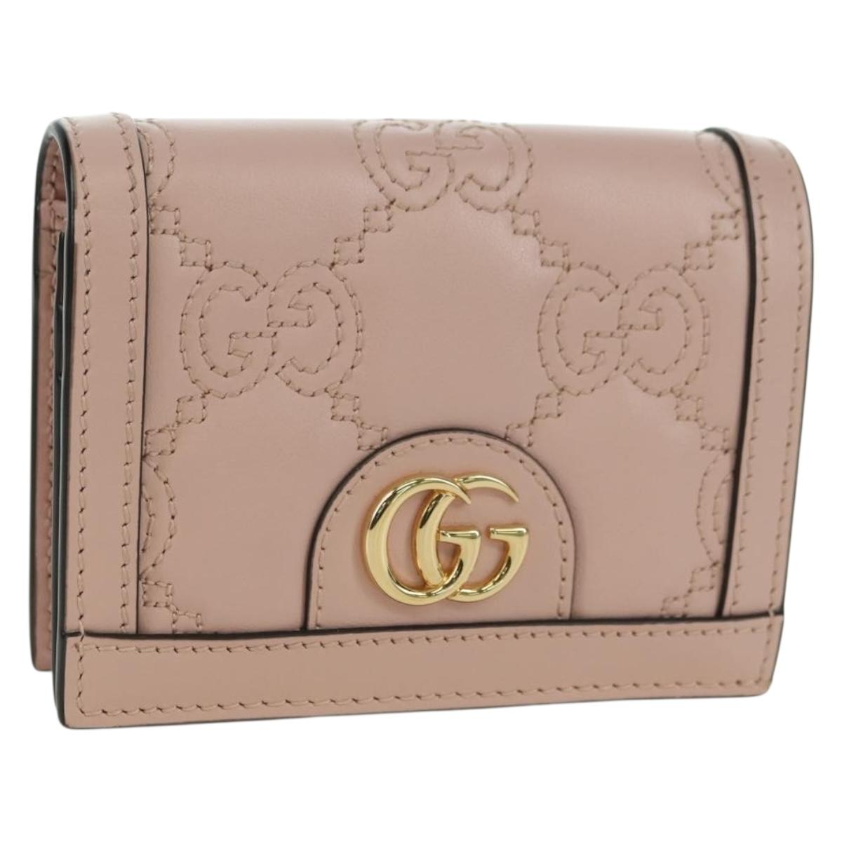 GUCCI GG Canvas Wallet Leather Pink Gold 723786 Auth 167208M