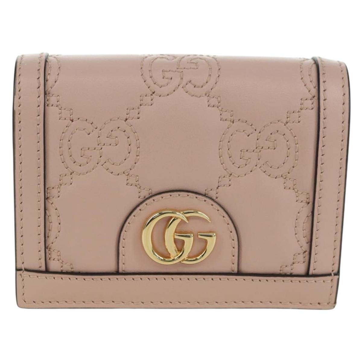 GUCCI GG Canvas Wallet Leather Pink Gold 723786 Auth 167208M