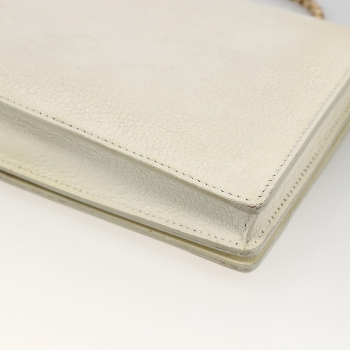 BALENCIAGA Chain Wallet Leather White Gold 444169 Auth 167209A