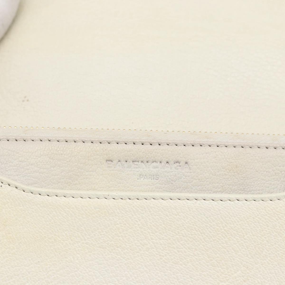 BALENCIAGA Chain Wallet Leather White Gold 444169 Auth 167209A