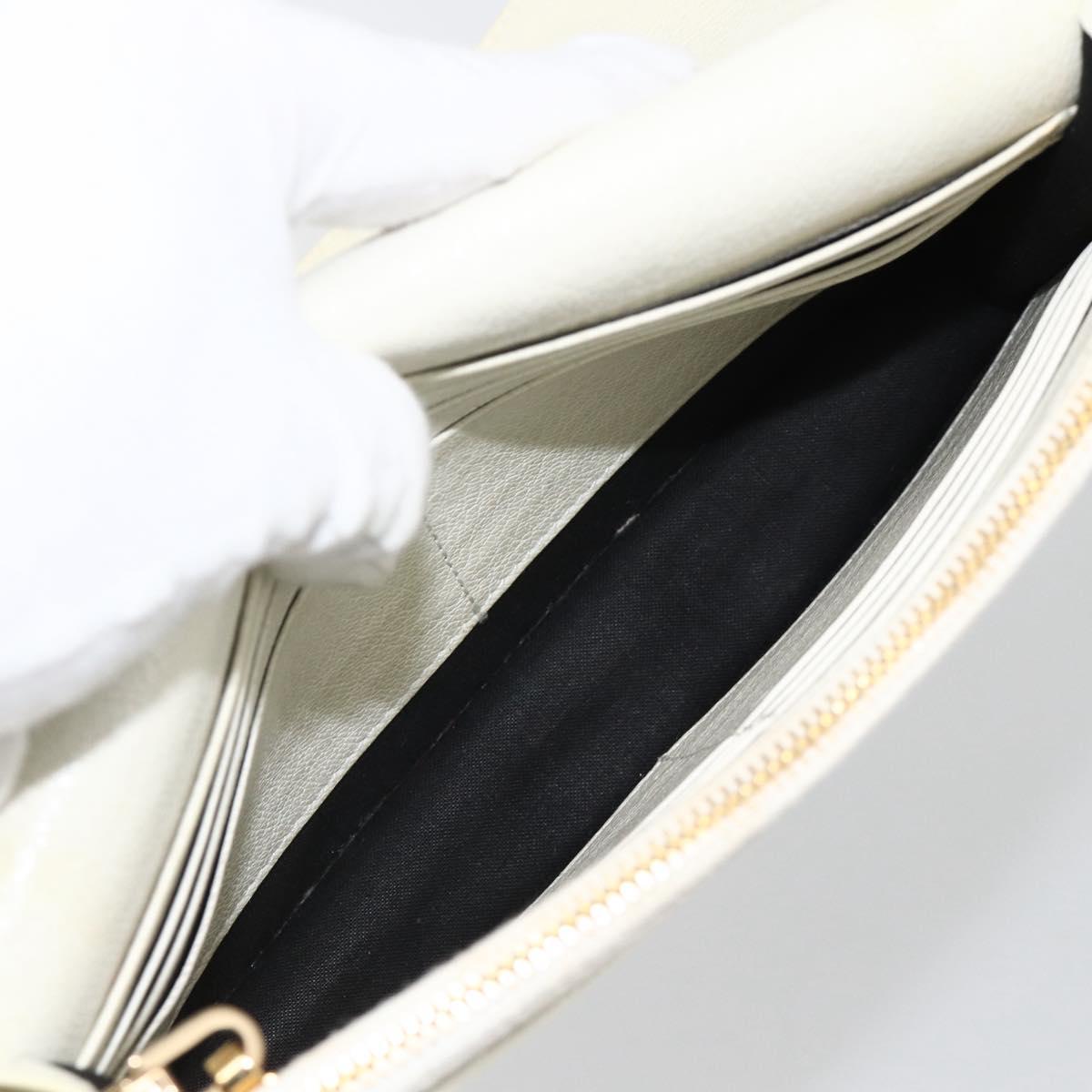 BALENCIAGA Chain Wallet Leather White Gold 444169 Auth 167209A