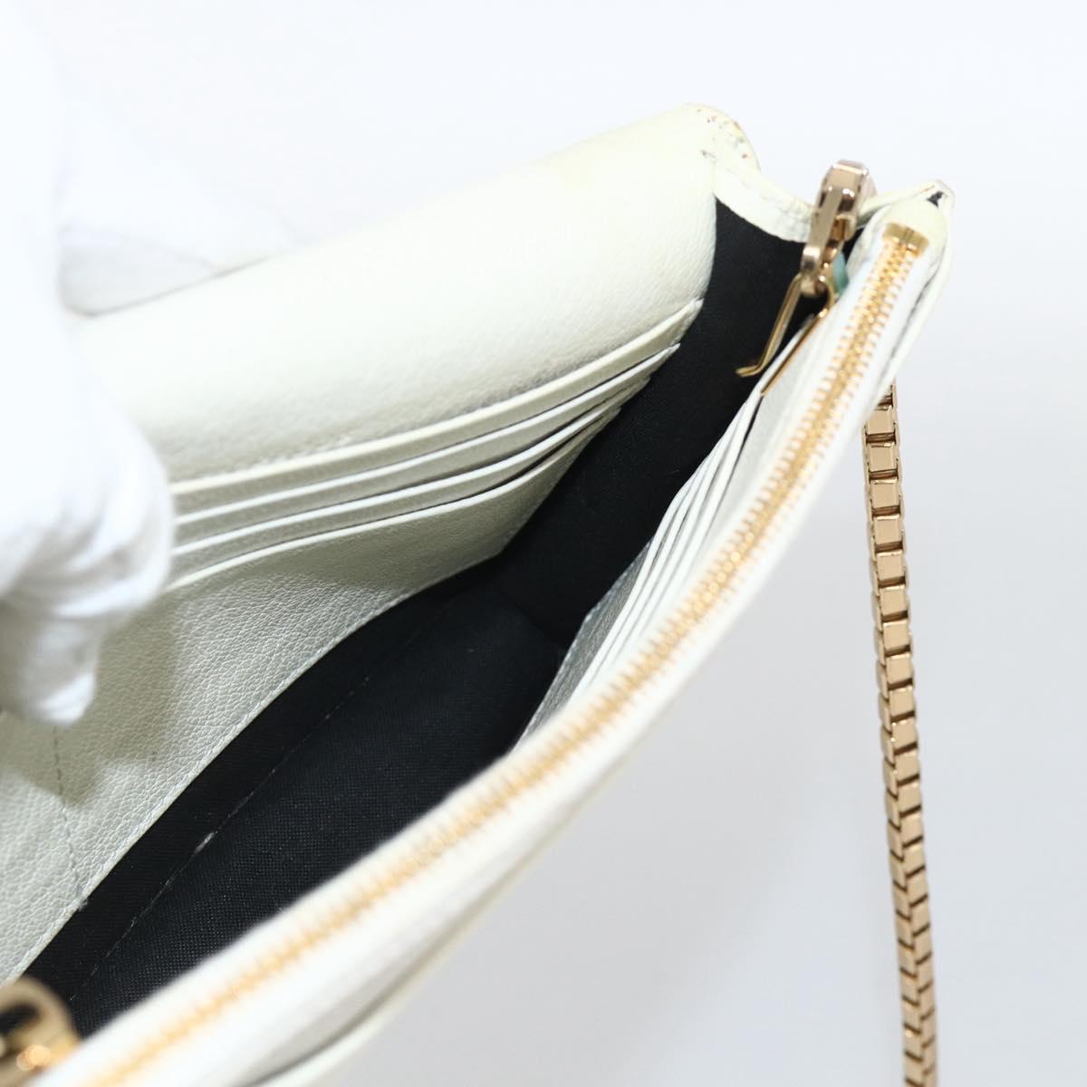 BALENCIAGA Chain Wallet Leather White Gold 444169 Auth 167209A