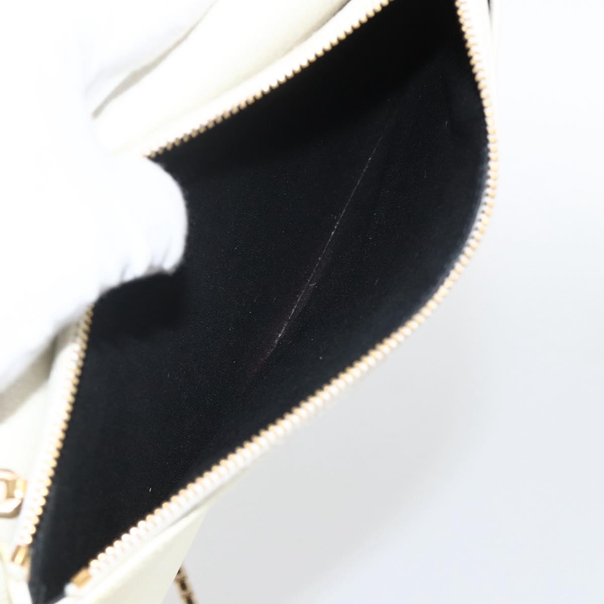 BALENCIAGA Chain Wallet Leather White Gold 444169 Auth 167209A