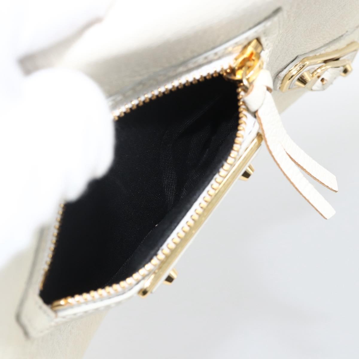 BALENCIAGA Chain Wallet Leather White Gold 444169 Auth 167209A