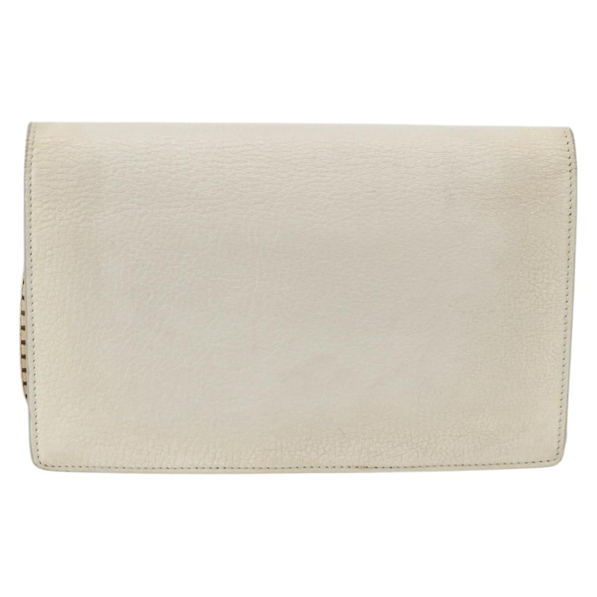 BALENCIAGA Chain Wallet Leather White Gold 444169 Auth 167209A