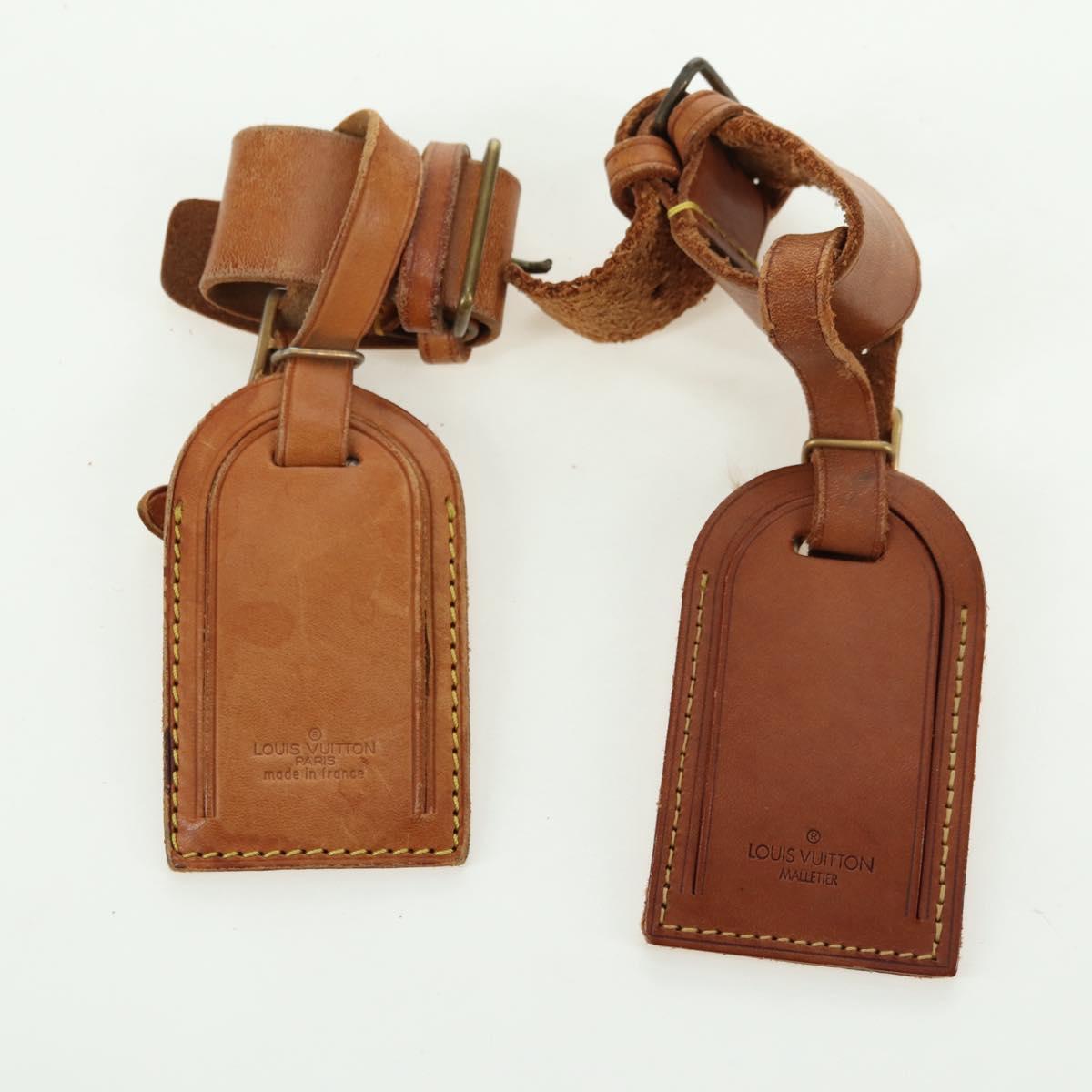 LOUIS VUITTON Powanie Name Tag Leather 10set Beige LV Auth 167214