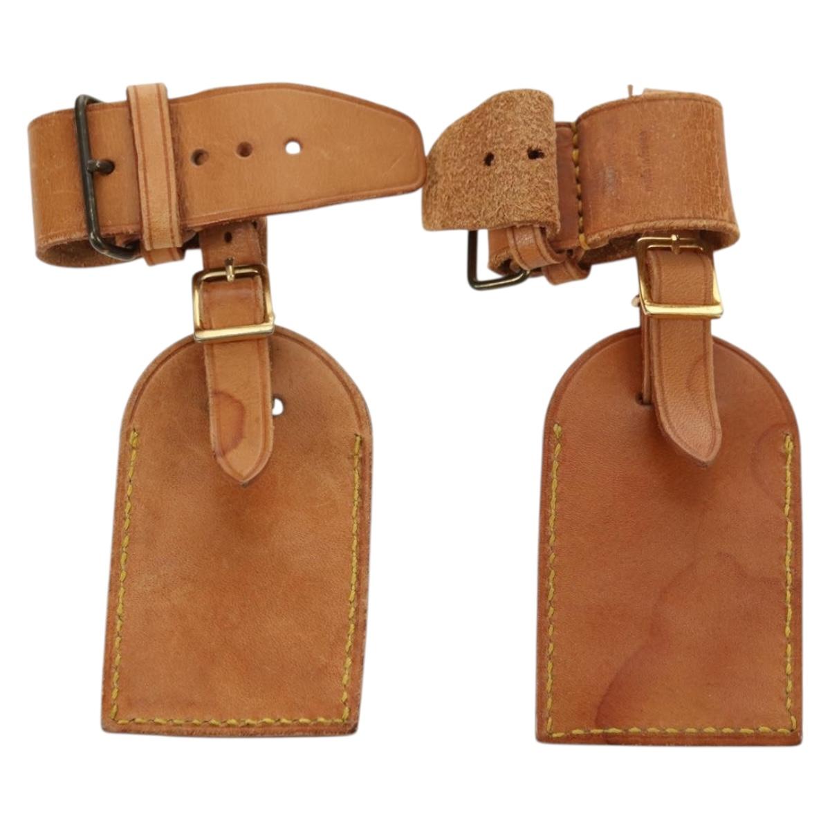 LOUIS VUITTON Powanie Name Tag Leather 10set Beige LV Auth 167219