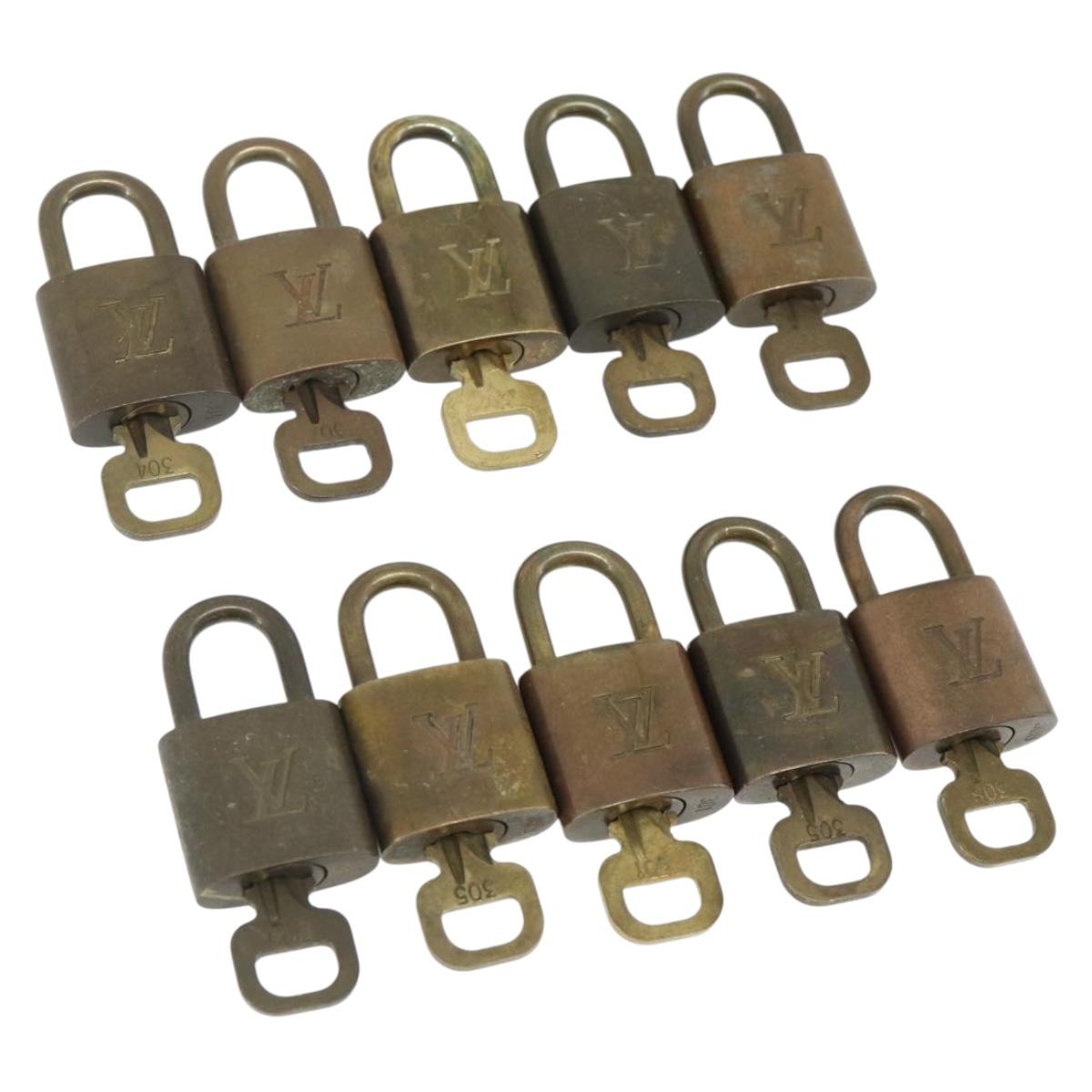 LOUIS VUITTON Padlock 10 Set Padlock metal Gold LV Auth 167226