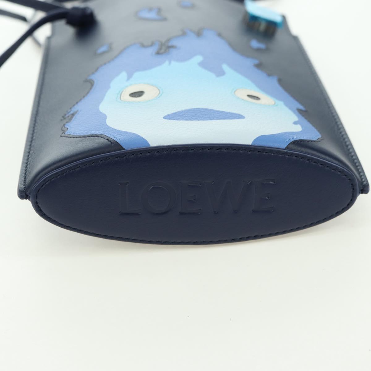 LOEWE × Ghibli Howl's Pebble Dice Pocket Calcifer Bag Leather Navy Auth 167246SM