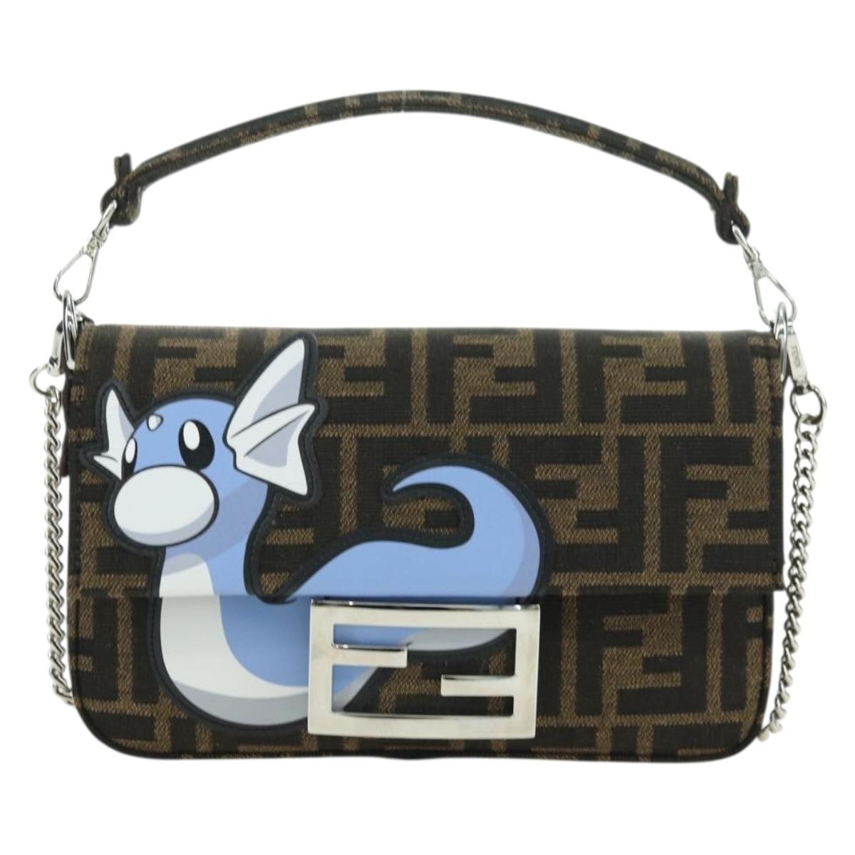 FENDI Zucca Canvas Miniryu FRGMT x POKÉMON Mamma Baguette Black Auth 167247SM